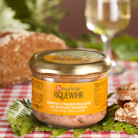 Straßburger Terrine in Gewürztraminer mariniert mit Gänseleber (180g)