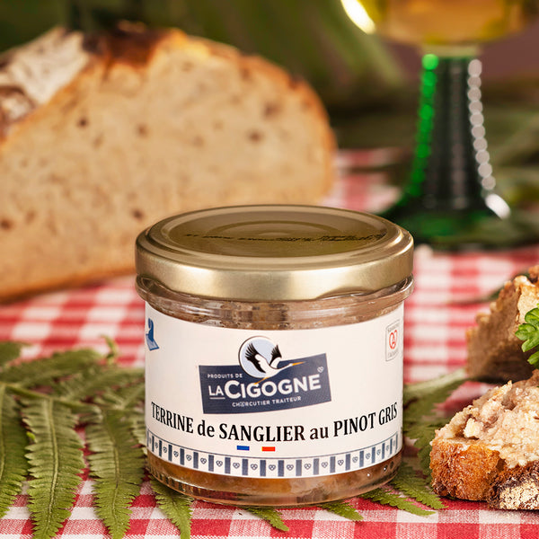 Wildschweinterrine mit Elsässer Pinot gris d'Alsace 100g